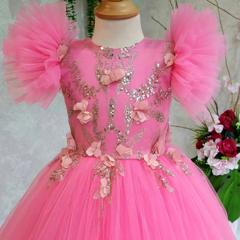 Girls' New Sequined Princess Dress – Trailing, Puffy (For Catwalk/Performance/Host)