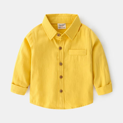 Korean Boys' Solid Color Long-Sleeve Shirts – New, Popular (Base Layer)