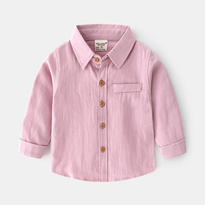Korean Boys' Solid Color Long-Sleeve Shirts – New, Popular (Base Layer)