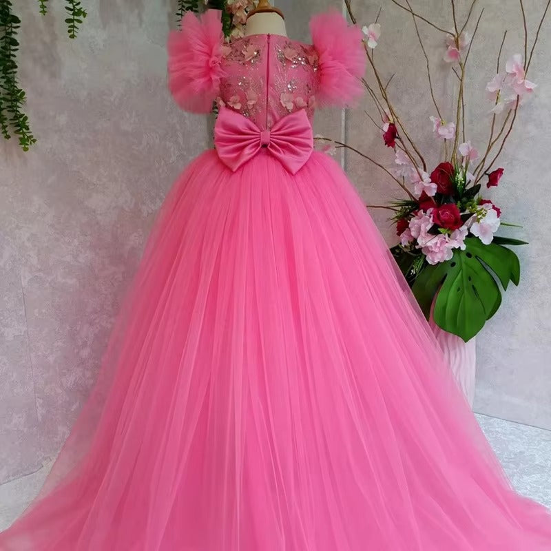 Girls' New Sequined Princess Dress – Trailing, Puffy (For Catwalk/Performance/Host)