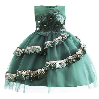 Girls' New Sequin Gown – Flower Girl (Birthday/Wedding/Party)