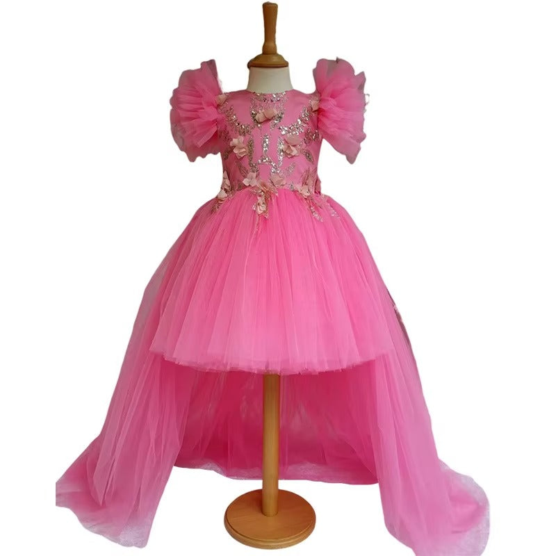 Girls' New Sequined Princess Dress – Trailing, Puffy (For Catwalk/Performance/Host)