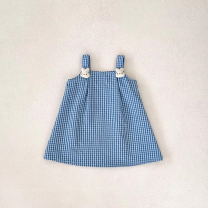 Summer Baby Girl Party Dress – 0-3 Years, Plaid Print Sleeveless Skirt