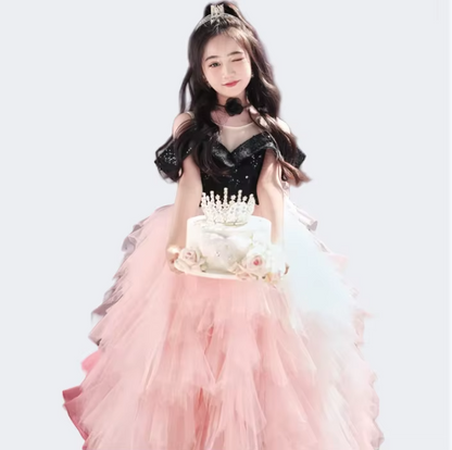 Girls' Princess Dress – High-End Light Luxury (Birthday/Host/Piano) Summer